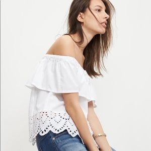 Madewell balcony white eyelet off shoulder top